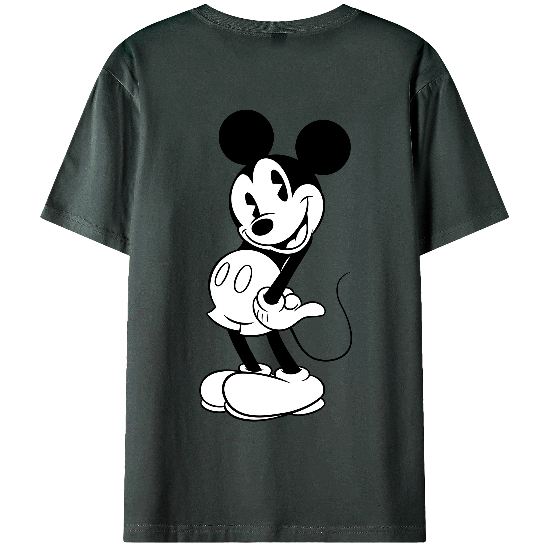ミッキーマウス Mickey Mouse 綿100％ メンズ半袖Tシャツ（バックプリント） 通気性